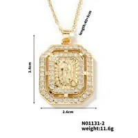 Wholesale Jewelry Vintage Style Classic Style Human Geometric Round 304 Stainless Steel Copper Zircon K Gold Plated Inlay Pendant Necklace sku image 28