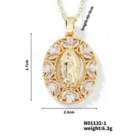 Wholesale Jewelry Vintage Style Classic Style Human Geometric Round 304 Stainless Steel Copper Zircon K Gold Plated Inlay Pendant Necklace sku image 11