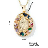 Wholesale Jewelry Vintage Style Classic Style Human Geometric Round 304 Stainless Steel Copper Zircon K Gold Plated Inlay Pendant Necklace sku image 12