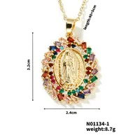 Wholesale Jewelry Vintage Style Classic Style Human Geometric Round 304 Stainless Steel Copper Zircon K Gold Plated Inlay Pendant Necklace sku image 31