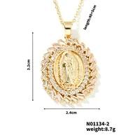 Wholesale Jewelry Vintage Style Classic Style Human Geometric Round 304 Stainless Steel Copper Zircon K Gold Plated Inlay Pendant Necklace sku image 32