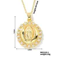 Wholesale Jewelry Vintage Style Classic Style Human Geometric Round 304 Stainless Steel Copper Zircon K Gold Plated Inlay Pendant Necklace sku image 5