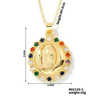 Wholesale Jewelry Vintage Style Classic Style Human Geometric Round 304 Stainless Steel Copper Zircon K Gold Plated Inlay Pendant Necklace sku image 6