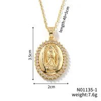 Wholesale Jewelry Vintage Style Classic Style Human Geometric Round 304 Stainless Steel Copper Zircon K Gold Plated Inlay Pendant Necklace sku image 20