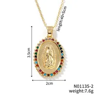 Wholesale Jewelry Vintage Style Classic Style Human Geometric Round 304 Stainless Steel Copper Zircon K Gold Plated Inlay Pendant Necklace sku image 21