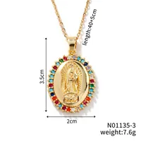 Wholesale Jewelry Vintage Style Classic Style Human Geometric Round 304 Stainless Steel Copper Zircon K Gold Plated Inlay Pendant Necklace sku image 22