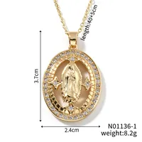 Wholesale Jewelry Vintage Style Classic Style Human Geometric Round 304 Stainless Steel Copper Zircon K Gold Plated Inlay Pendant Necklace sku image 23