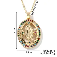 Wholesale Jewelry Vintage Style Classic Style Human Geometric Round 304 Stainless Steel Copper Zircon K Gold Plated Inlay Pendant Necklace sku image 24