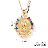 Wholesale Jewelry Vintage Style Classic Style Human Geometric Round 304 Stainless Steel Copper Zircon K Gold Plated Inlay Pendant Necklace sku image 3