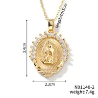 Wholesale Jewelry Vintage Style Classic Style Human Geometric Round 304 Stainless Steel Copper Zircon K Gold Plated Inlay Pendant Necklace sku image 4