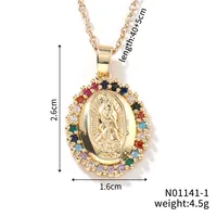 Wholesale Jewelry Vintage Style Classic Style Human Geometric Round 304 Stainless Steel Copper Zircon K Gold Plated Inlay Pendant Necklace sku image 13