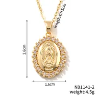 Wholesale Jewelry Vintage Style Classic Style Human Geometric Round 304 Stainless Steel Copper Zircon K Gold Plated Inlay Pendant Necklace sku image 14