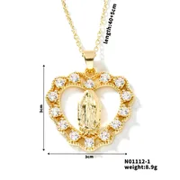 Wholesale Jewelry Vintage Style Classic Style Human Geometric Round 304 Stainless Steel Copper Zircon K Gold Plated Inlay Pendant Necklace sku image 7