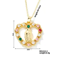 Wholesale Jewelry Vintage Style Classic Style Human Geometric Round 304 Stainless Steel Copper Zircon K Gold Plated Inlay Pendant Necklace sku image 8