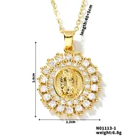 Wholesale Jewelry Vintage Style Classic Style Human Geometric Round 304 Stainless Steel Copper Zircon K Gold Plated Inlay Pendant Necklace sku image 26