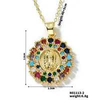 Wholesale Jewelry Vintage Style Classic Style Human Geometric Round 304 Stainless Steel Copper Zircon K Gold Plated Inlay Pendant Necklace sku image 27