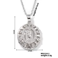 Wholesale Jewelry Vintage Style Classic Style Human Geometric Round 304 Stainless Steel Copper Zircon K Gold Plated Inlay Pendant Necklace sku image 2