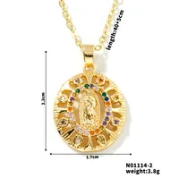 Wholesale Jewelry Vintage Style Classic Style Human Geometric Round 304 Stainless Steel Copper Zircon K Gold Plated Inlay Pendant Necklace sku image 9