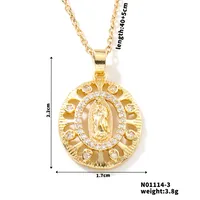Wholesale Jewelry Vintage Style Classic Style Human Geometric Round 304 Stainless Steel Copper Zircon K Gold Plated Inlay Pendant Necklace sku image 10