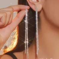 1 Pair Simple Style Geometric Plating Copper Rhinestones Drop Earrings sku image 1