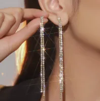 1 Pair Simple Style Geometric Plating Copper Rhinestones Drop Earrings sku image 2
