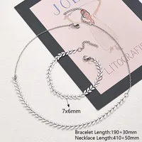 Wholesale Jewelry Casual Modern Style Simple Style Leaves Oval Heart Shape 304 Stainless Steel Handmade Polishing Jewelry Set main image 9