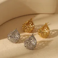 1 Pair Basic Commute C Shape Hollow Out 304 Stainless Steel 18K Gold Plated Drop Earrings main image 1
