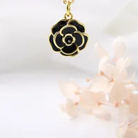 Copper Plating 18K Color-Retaining Glossy Dripping Rose Pendant Necklace main image 9