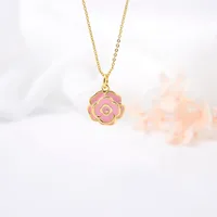 Copper Plating 18K Color-Retaining Glossy Dripping Rose Pendant Necklace main image 8