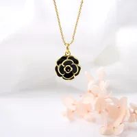 Copper Plating 18K Color-Retaining Glossy Dripping Rose Pendant Necklace main image 10