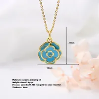Copper Plating 18K Color-Retaining Glossy Dripping Rose Pendant Necklace main image 2