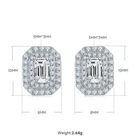 1 Piece 925 Sterling Silver Moissanite Rectangle Earrings Necklace sku image 1