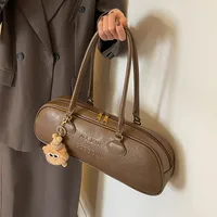 Women's Large Pu Leather Solid Color Streetwear Pillow Shape Zipper Shoulder Bag main image 1