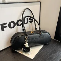 Women's Large Pu Leather Solid Color Streetwear Pillow Shape Zipper Shoulder Bag sku image 4