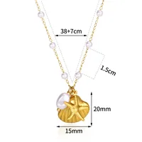 304 Stainless Steel 18K Gold Plated Starfish Shell Pendant Necklace main image 2