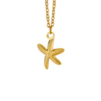304 Stainless Steel 18K Gold Plated Starfish Shell Pendant Necklace sku image 6