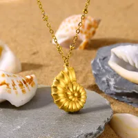 304 Stainless Steel 18K Gold Plated Starfish Shell Pendant Necklace sku image 9