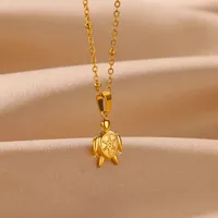 304 Stainless Steel 18K Gold Plated Starfish Shell Pendant Necklace sku image 10