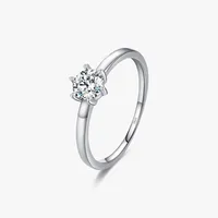 Rhodium Plated 925 Sterling Silver Zircon Round Rings sku image 3
