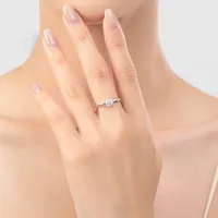 Rhodium Plated 925 Sterling Silver Zircon Round Rings main image 4
