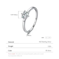 Rhodium Plated 925 Sterling Silver Zircon Round Rings main image 2