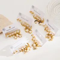 3 Pairs Simple Style Star Heart Shape Butterfly Plating Inlay 304 Stainless Steel Pearl 18K Gold Plated Drop Earrings Earrings Ear Studs main image 2