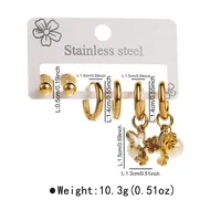 3 Pairs Simple Style Star Heart Shape Butterfly Plating Inlay 304 Stainless Steel Pearl 18K Gold Plated Drop Earrings Earrings Ear Studs main image 4