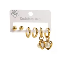 3 Pairs Simple Style Star Heart Shape Butterfly Plating Inlay 304 Stainless Steel Pearl 18K Gold Plated Drop Earrings Earrings Ear Studs sku image 3