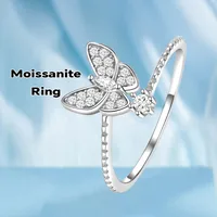 Fine Jewelry Finger Rings Ladies Butterfly 925 Sterling Silver Animal Diamond Rings Moissanite Ring main image 2