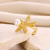 Wholesale Jewelry Elegant Luxurious Simple Style Starfish 304 Stainless Steel Open Rings main image 4