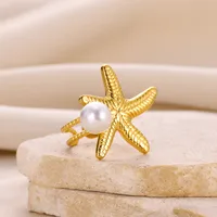 Wholesale Jewelry Elegant Luxurious Simple Style Starfish 304 Stainless Steel Open Rings main image 2