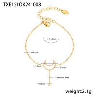 Wholesale Jewelry Elegant Luxurious Vacation Moon Titanium Steel Rhinestones 18K Gold Plated Plating Jewelry Set main image 2