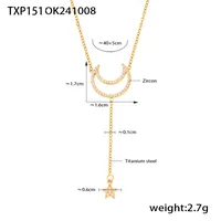 Wholesale Jewelry Elegant Luxurious Vacation Moon Titanium Steel Rhinestones 18K Gold Plated Plating Jewelry Set main image 3