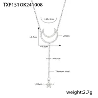 Wholesale Jewelry Elegant Luxurious Vacation Moon Titanium Steel Rhinestones 18K Gold Plated Plating Jewelry Set sku image 1